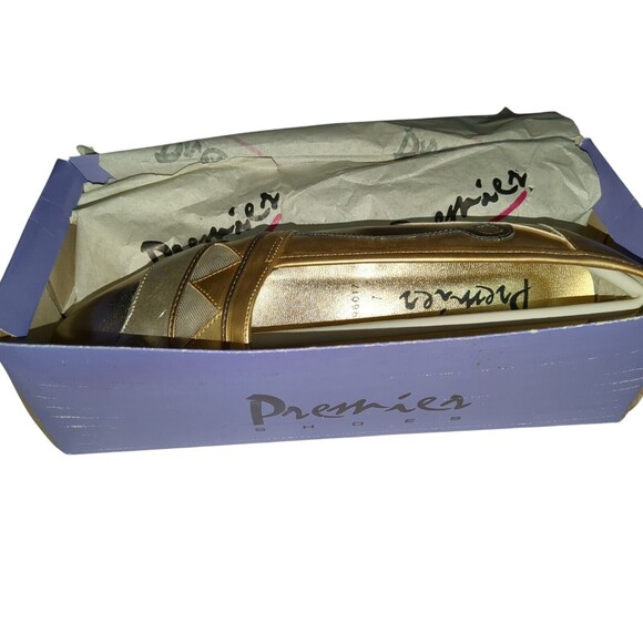 Premier Collection Vtg 90s Gold -Silver Metallic Low Heel Slip-on  Womens 7 - Picture 3 of 8